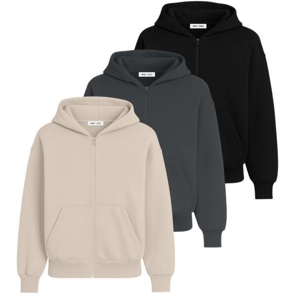 

Набор худи женских базовых RAY Premium loose U0409W 2XL 3шт бежевый/серый/черный