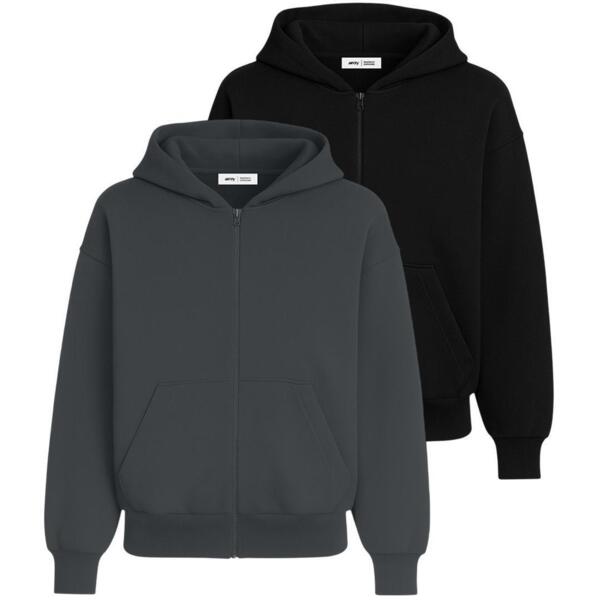 Набор худи женских базовых RAY Premium loose U0409W M 2шт темно-серый/черный фото