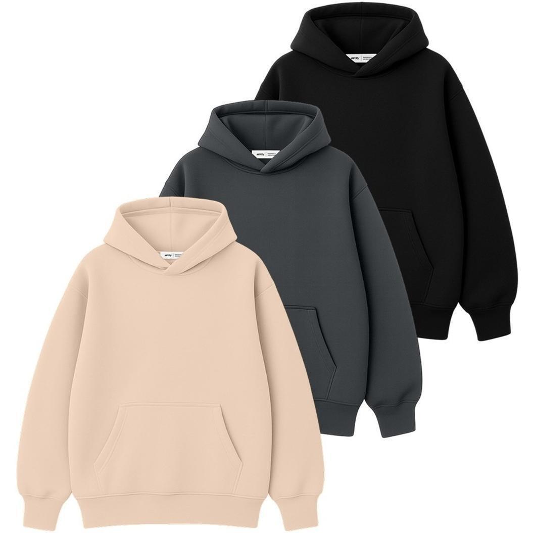 Набор худи утепленных женских RAY Oversize U0404W L/XL 3шт бежевый/темно-серый/черный