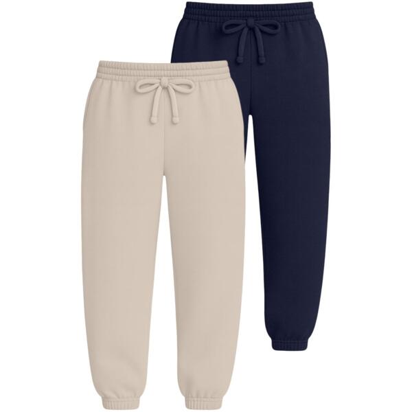 Набір спортивних штанів жіночих базових RAY Premium loose U0909W XL 2шт бежевий/темно-синійфото