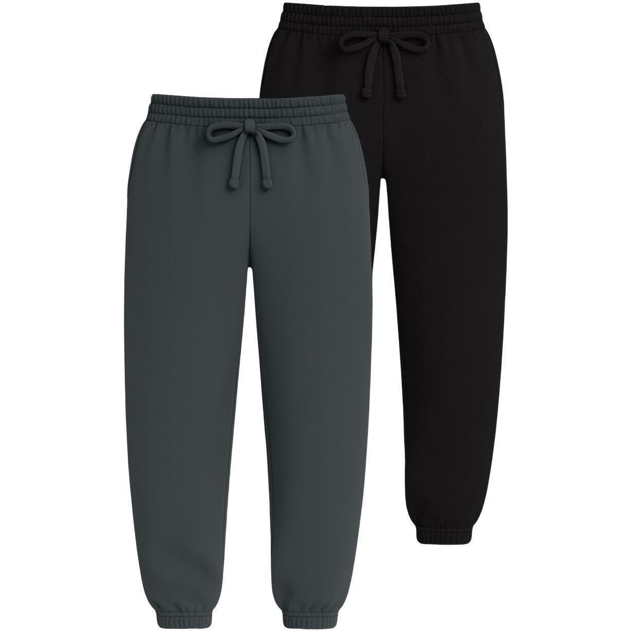 Набор спортивных брюк женских базовых RAY Premium loose U0909W 3XL 2шт темно-серый/черный