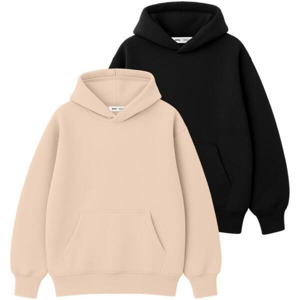 

Набор худи утепленных мужских RAY Oversize U0404M 2XS/XS 2шт бежевый/черный