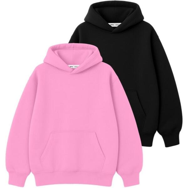Набор худи утепленных мужских RAY Oversize U0404M 2XS/XS 2шт розовый/черный