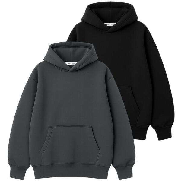 

Набор худи утепленных мужских RAY Oversize U0404M L/XL 2шт темно-серый/черный