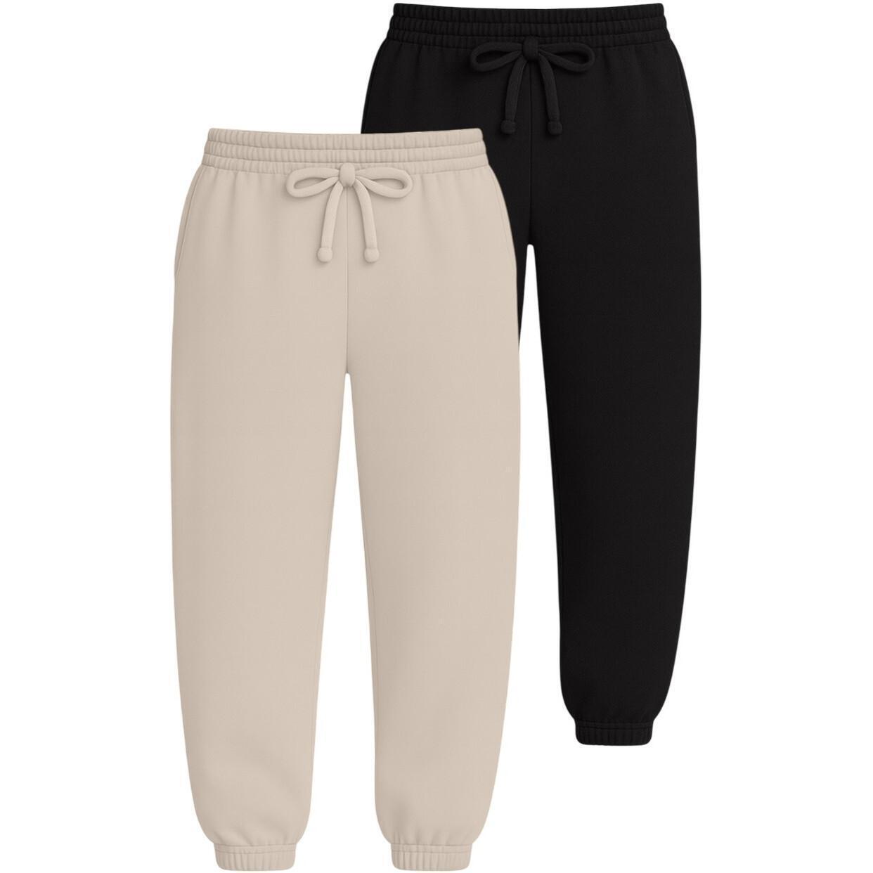 Набір спортивних штанів чоловічих базових RAY Premium loose U0909M M 2шт бежевий/чорний