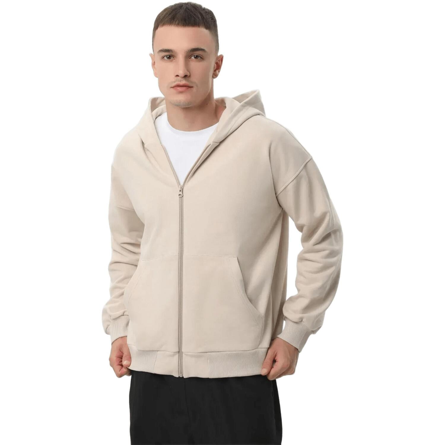 Худи на молнии мужское RAY Premium loose U0409M XS бежевый