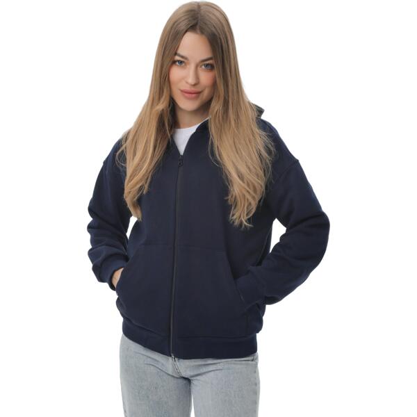 Худи на молнии женское RAY Premium loose U0409W M темно-синий фото 
