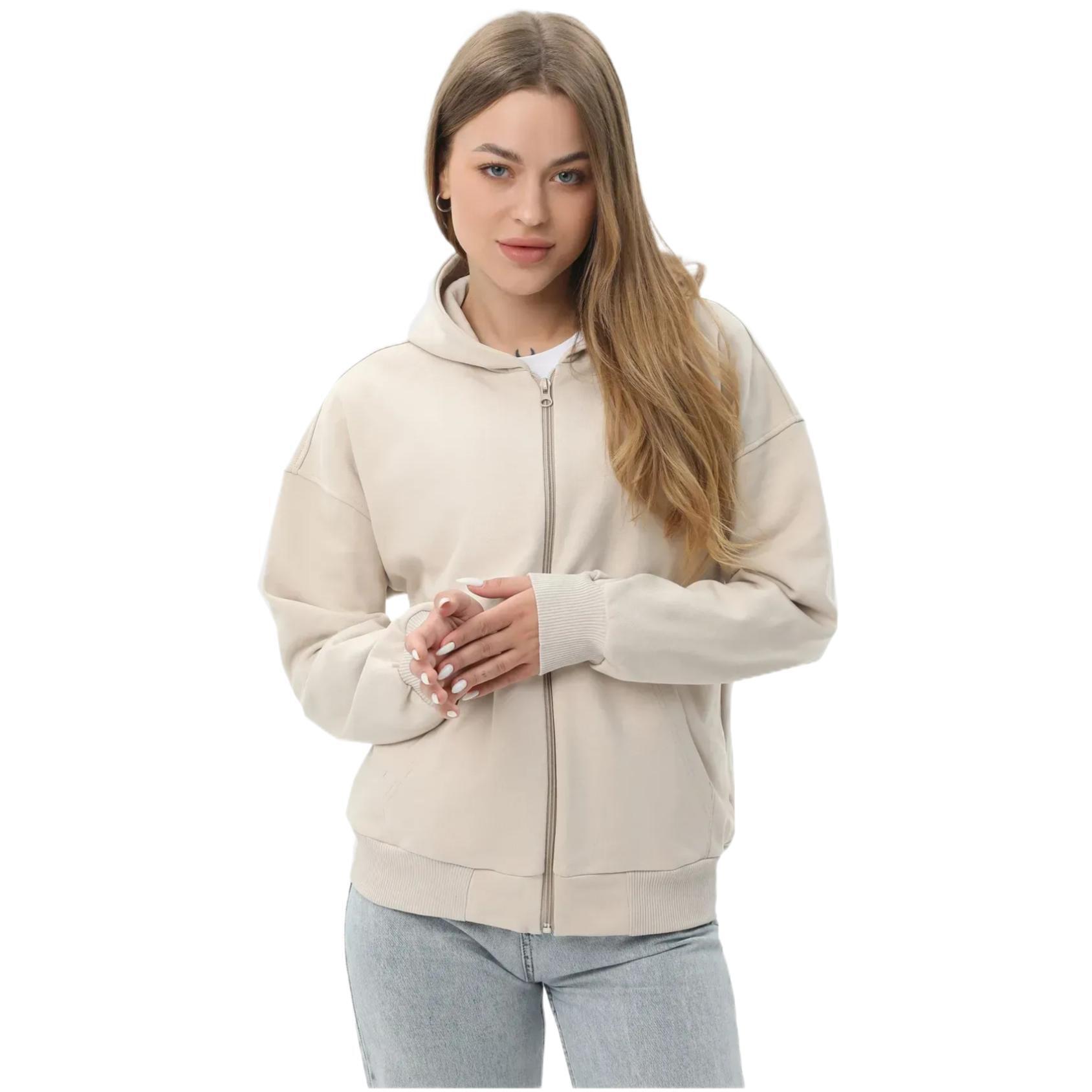 Худи на молнии женское RAY Premium loose U0409W S бежевый фото 1