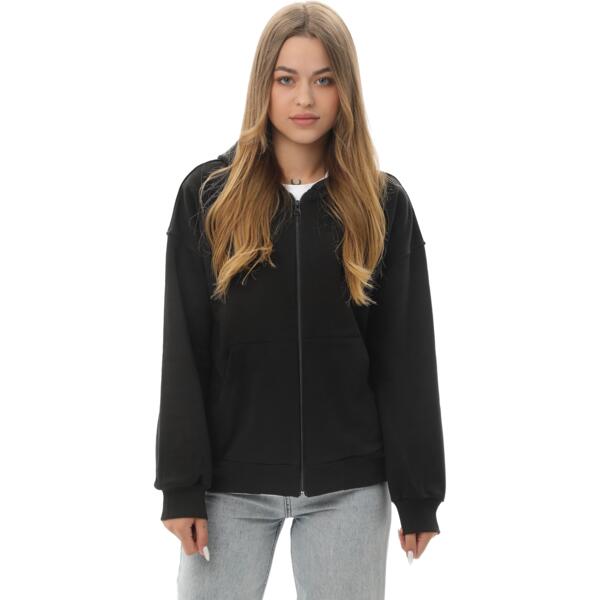 Худи на молнии женское RAY Premium loose U0409W 2XL черный фото 