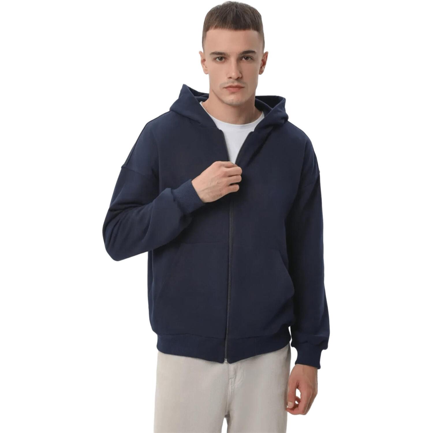 Худи на молнии мужское RAY Premium loose U0409M M темно-синий