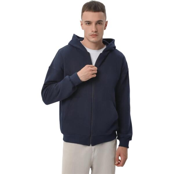 Худи на молнии мужское RAY Premium loose U0409M M темно-синий фото 