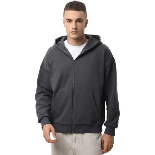 Худи на молнии мужское RAY Premium loose U0409M S темно-серый фото 