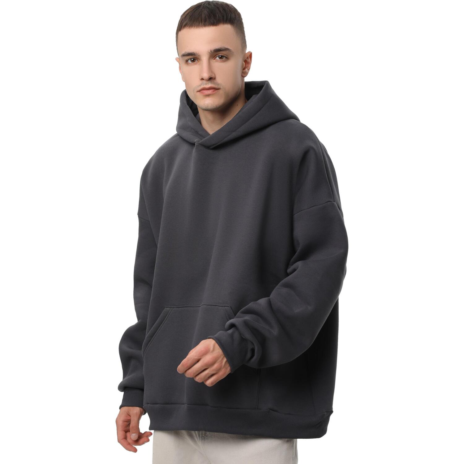 Худи утепленное мужское RAY Oversize U0404M S/M темно-серый