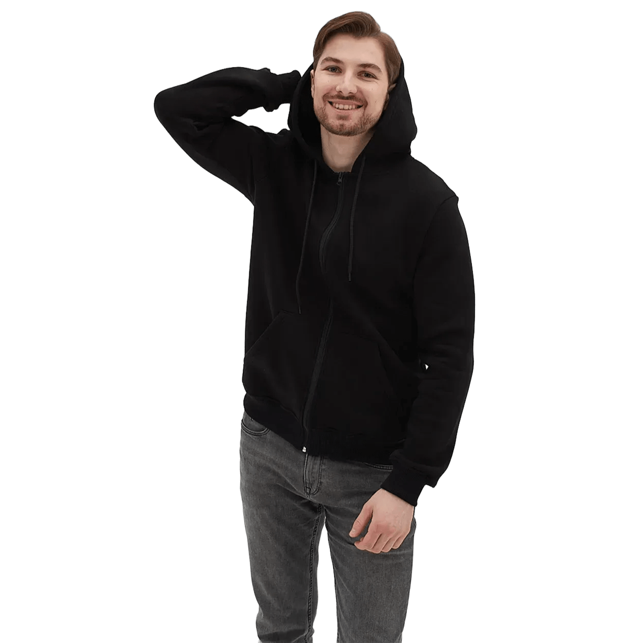 Худи на молнии утепленное мужское RAY Basic U0405LM XL черный фото 1