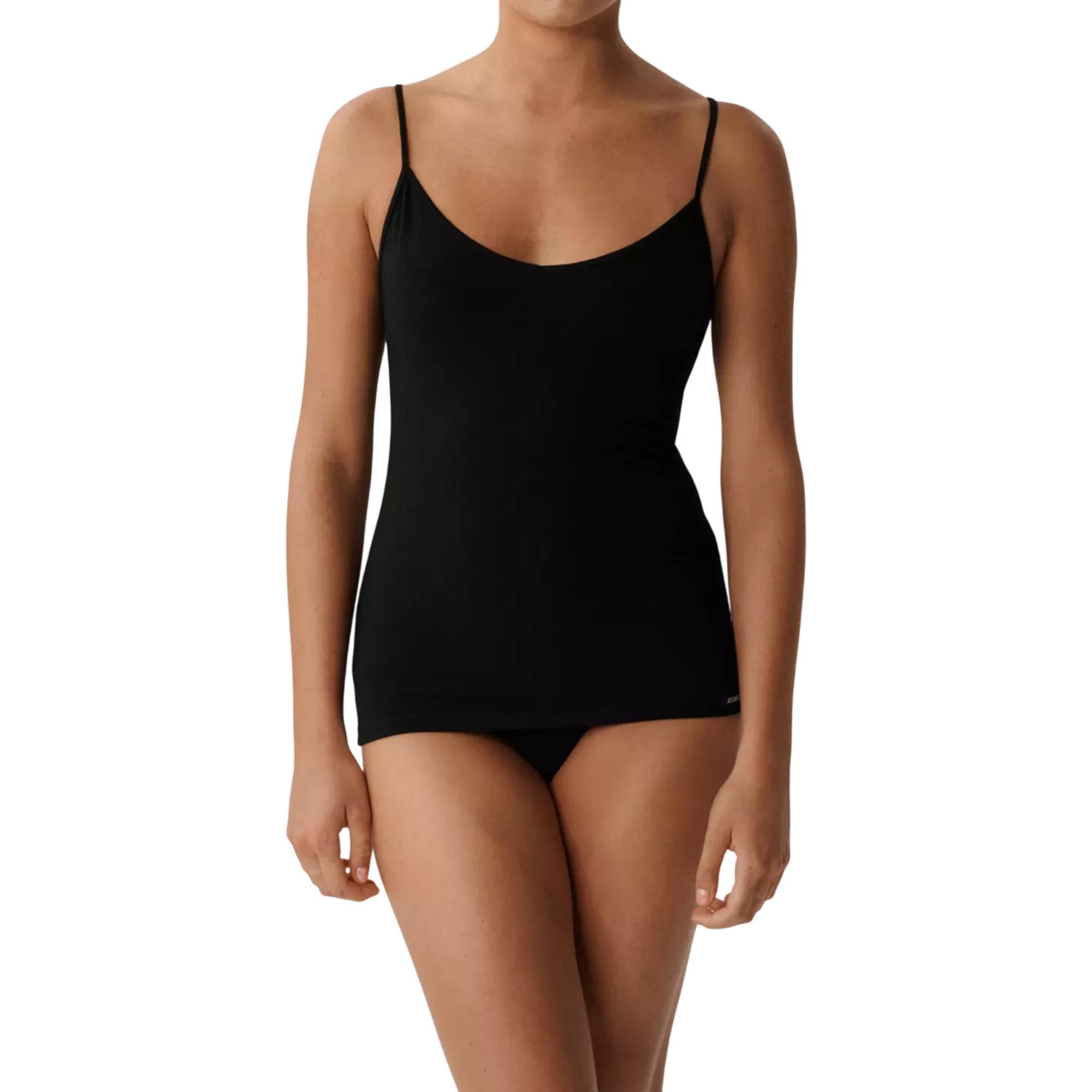 Майка жіноча тонка бретель Atlantic BLV-197N L чорнафото1