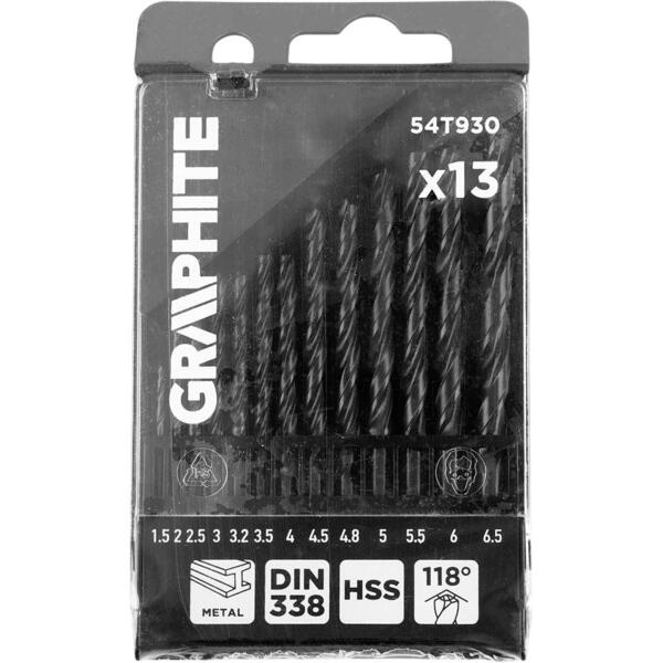 

Набор сверл по металлу GRAPHITE HSS 13шт (54T930)