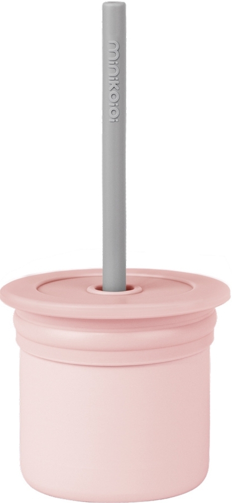 Чашка-контейнер с силиконовой трубочкой MinikOiOi Sip+Snack - Pinky Pink-Powder Grey (101100108) фото 1