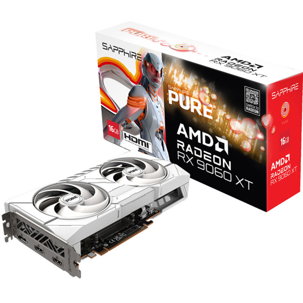 

Видеокарта SAPPHIRE Radeon RX 9060 XT 16GB GDDR6 PURE GAMING OC White (11350-02-20G)