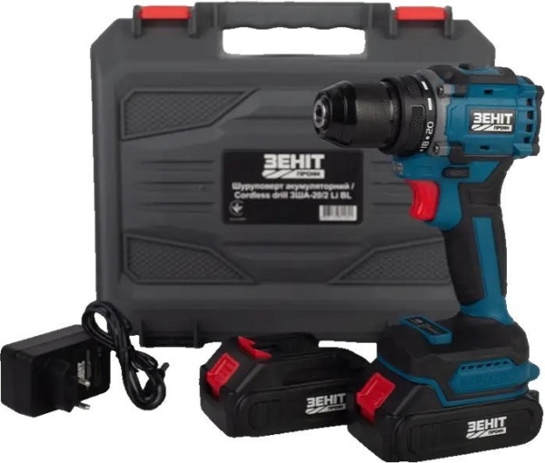 

Шуруповерт-дрель аккумуляторная Зенит Профи ЗША-20/2 Li BL 20В (854605)