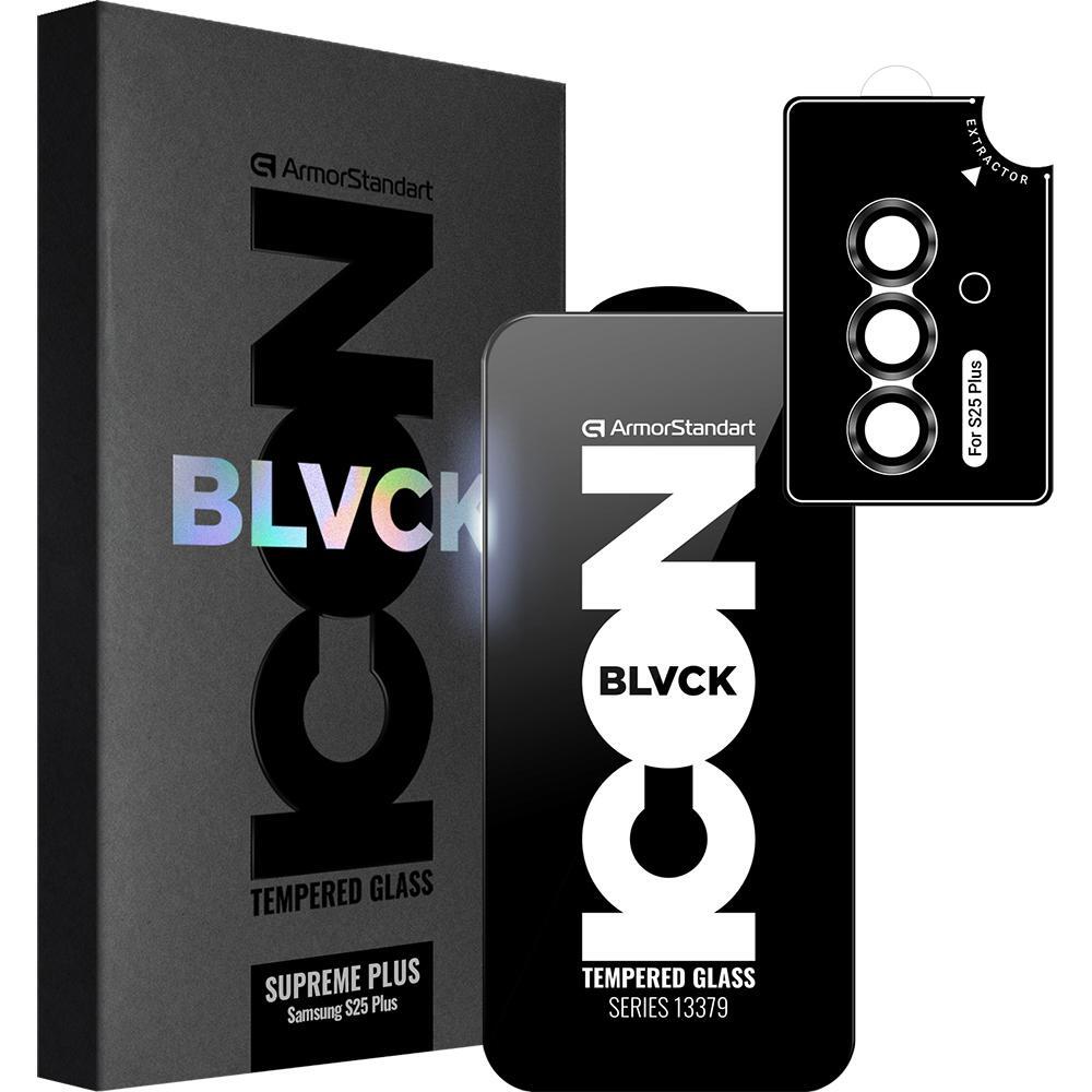 Защитное стекло ArmorStandart Supreme Plus Black Icon для Samsung Galaxy S25 Plus (ARM85454) фото 1