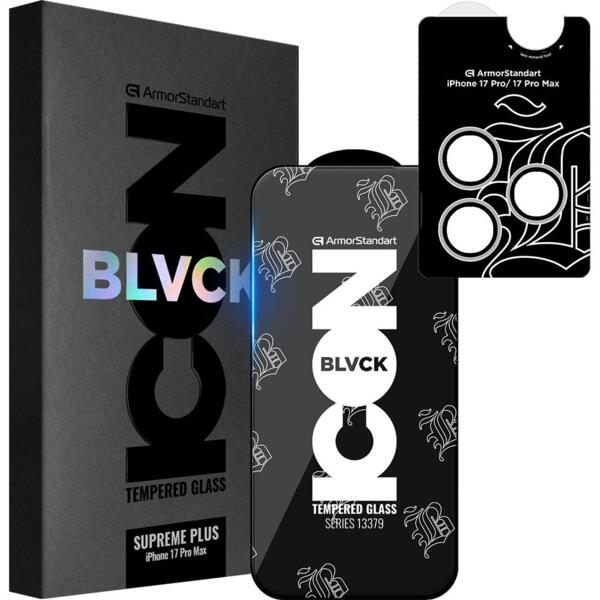 

Защитное стекло ArmorStandart Supreme Plus Black Icon для Apple iPhone 17 Pro Max (ARM86404)