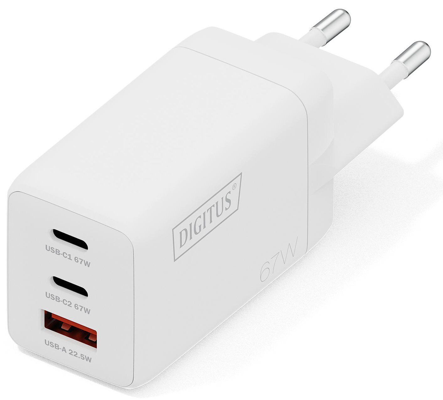 Зарядний пристрій DIGITUS GaN 2хUSB-C, 1хUSB-A, 67Wфото1
