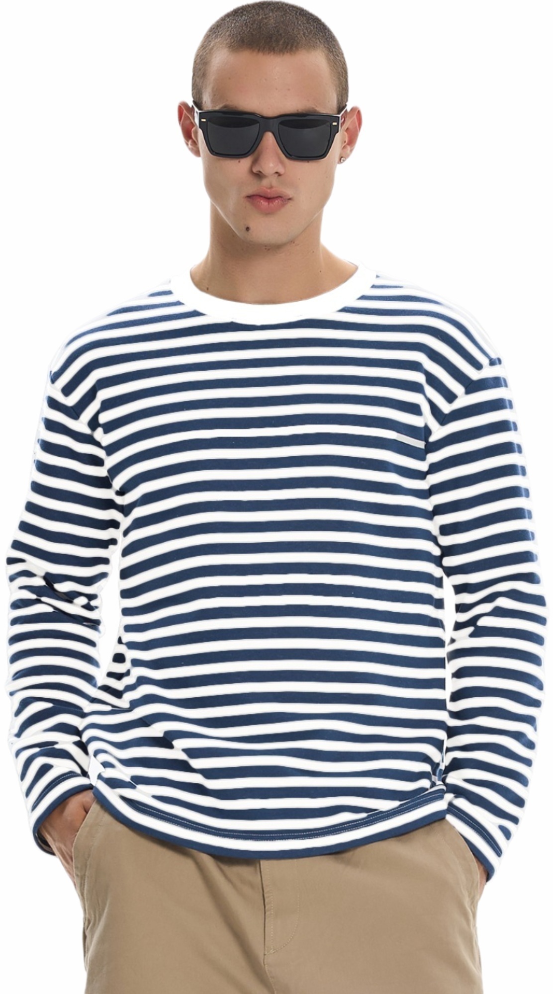 Лонгслив чоловічий Roza 241225 M біло-синійфото1