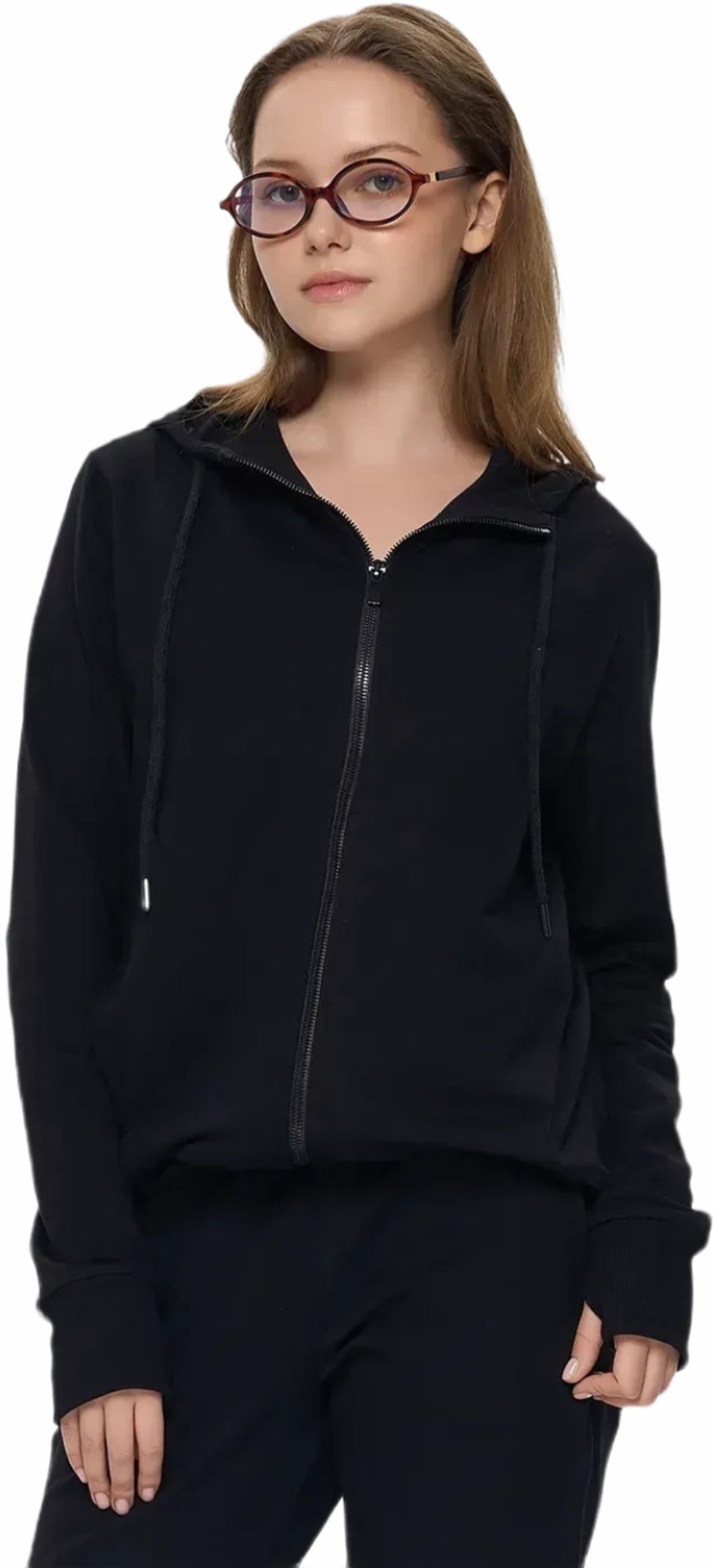 Худи на молнии женское Roza 240218 M черное фото 1