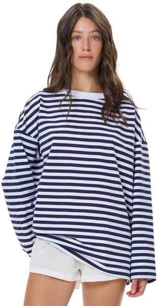 

Лонгслив длинный женский Roza 241217 3XL бело-синий