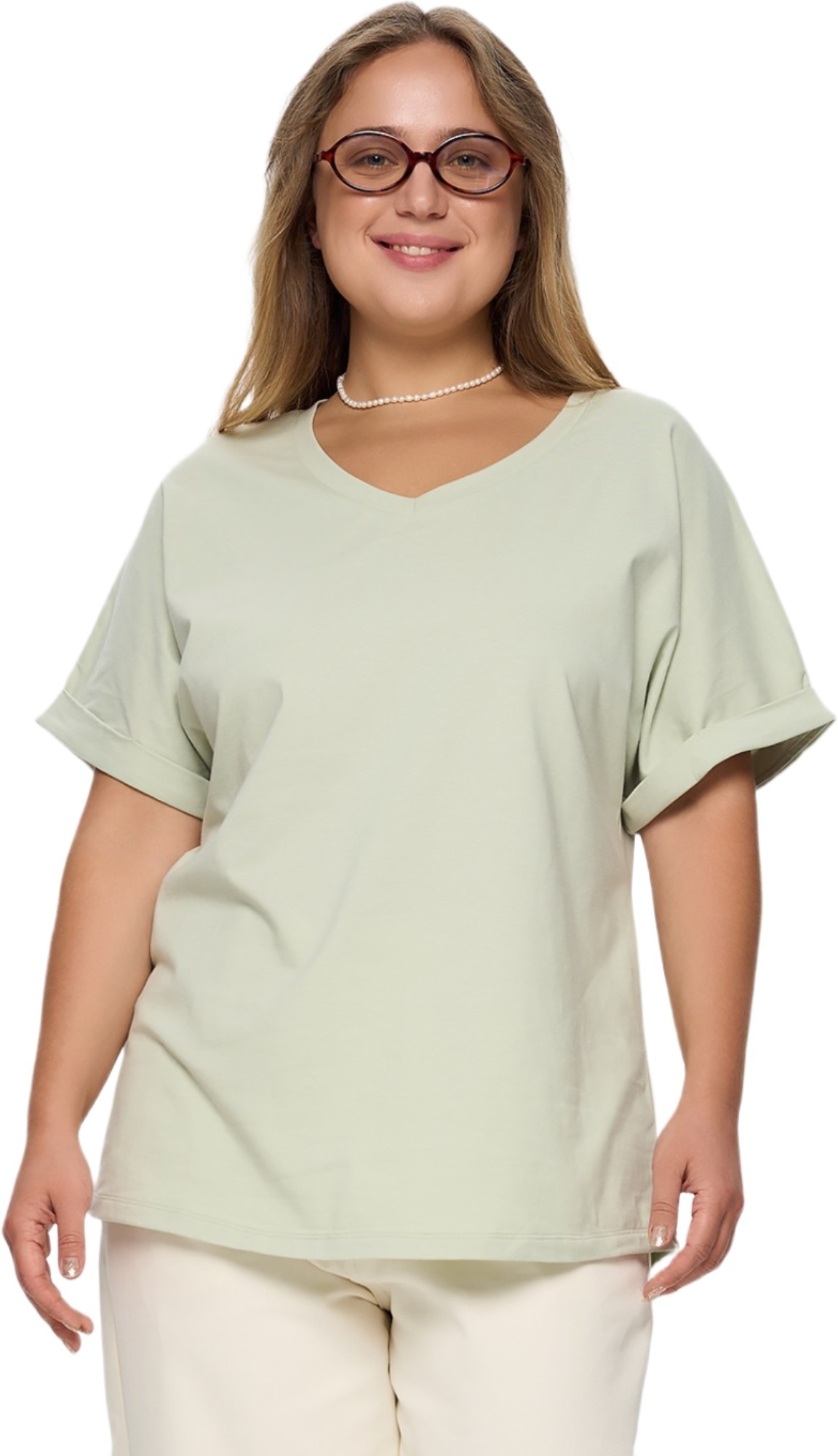 Футболка хлопковая женская Roza 230938 4XL светло-зеленая фото 1