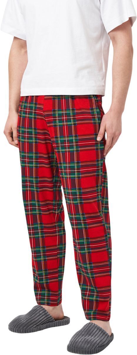Штани домашні чоловічі Roza 250907 S червоні у клітинкуфото1