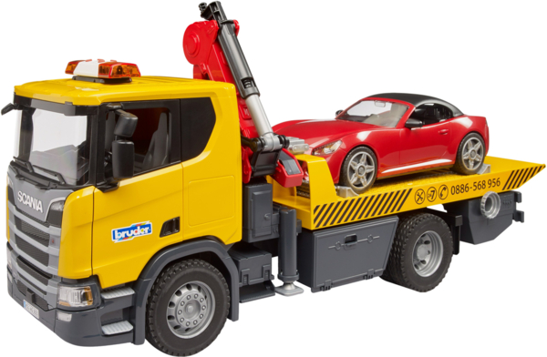 

Эвакуатор Bruder Scania Super 560R с краном-манипулятором и автомобиль Roadster Bruder (3552)