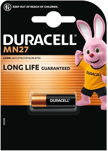 Батарейка Duracell MN27 12V (A27/27A/V27A/8LR732) 1шт (5000394023352)
