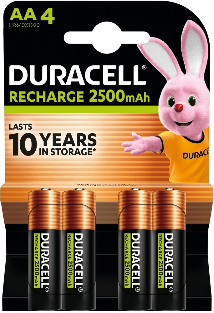 Акумулятори Duracell Rechargeable AA 2500 mAh 4 шт (5000394057043)фото1