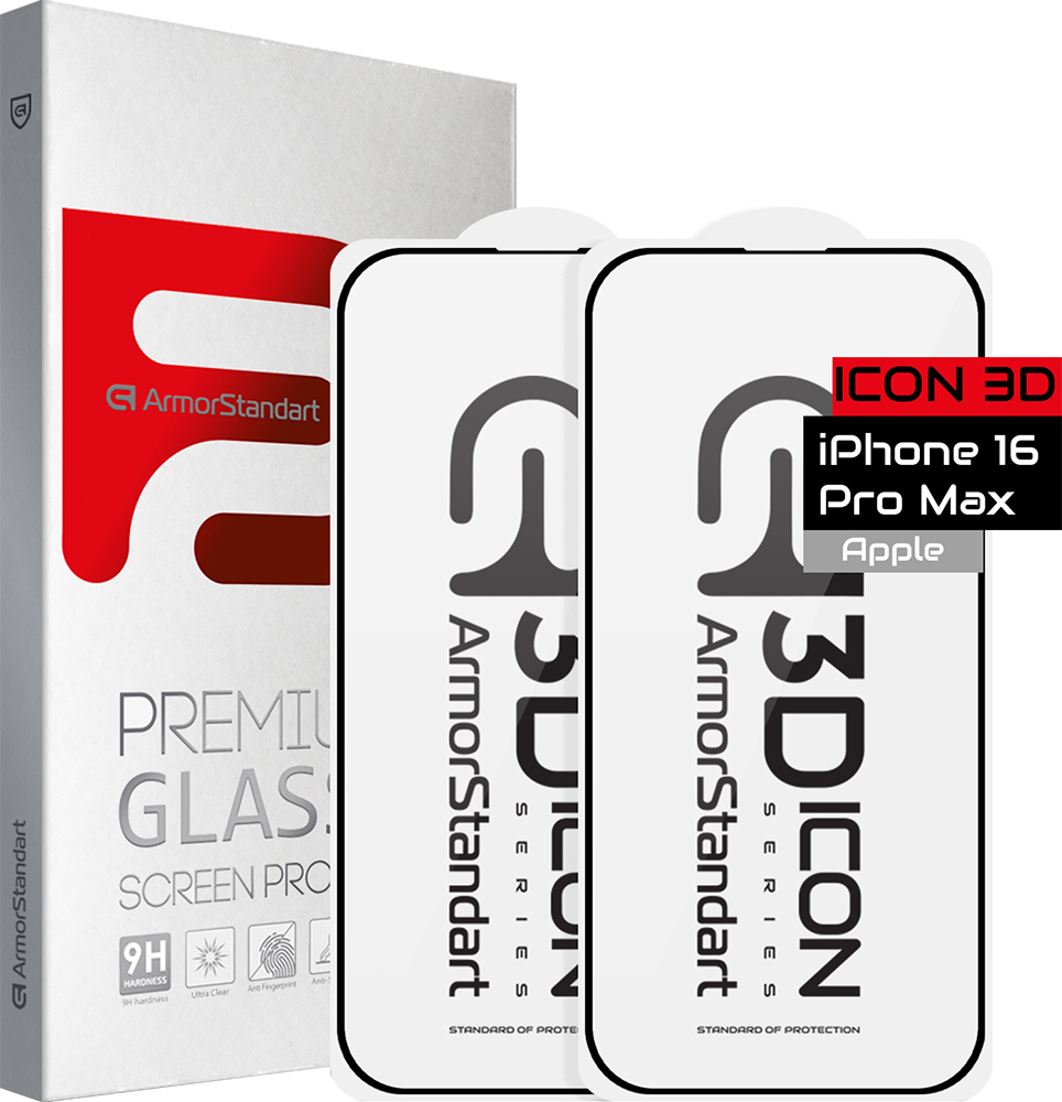 Набор защитных стекол ArmorStandart Icon 3D для Apple iPhone 16 Pro Max Black 2шт (ARM83514) фото 1
