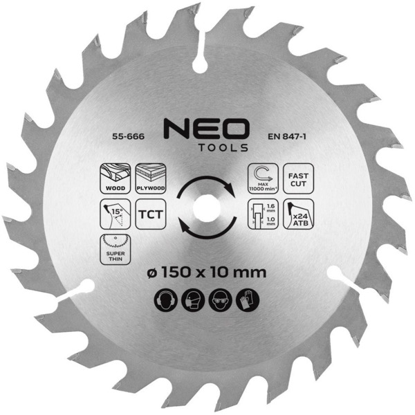

Диск пильный Neo Tools по дереву 230x30-24T, 1.6мм (55-666)