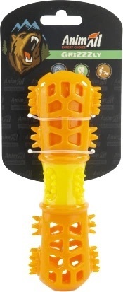 Іграшка AnimAll AGrizZzly 0143 Мультифункціональна кістка помаранчево-жовта 18,7х6х4,2 смфото1
