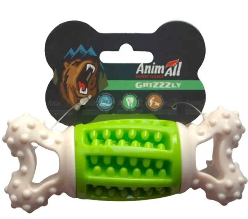Іграшка AnimAll AGrizZzly 9918 Кістка-зубочистка green/whiteфото1