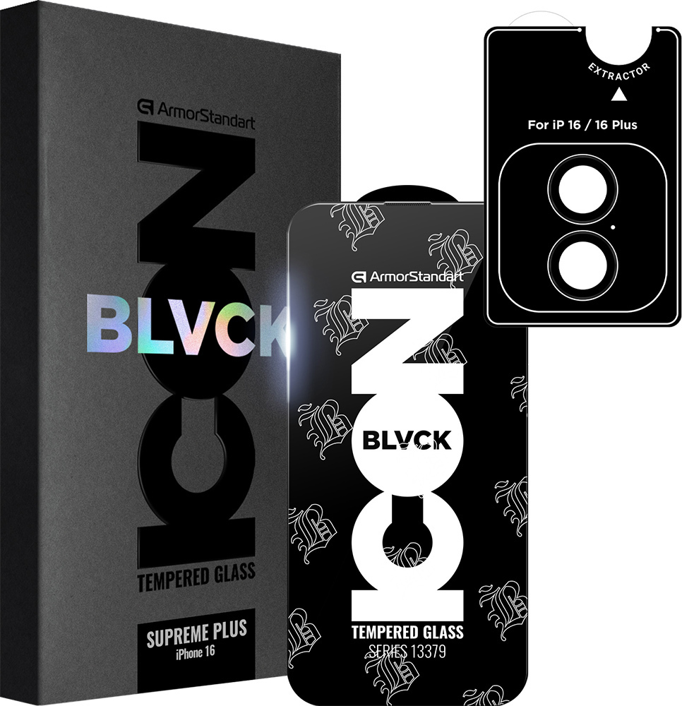 Защитное стекло ArmorStandart Supreme Plus Black Icon для Apple iPhone 16 (ARM81395) фото 1