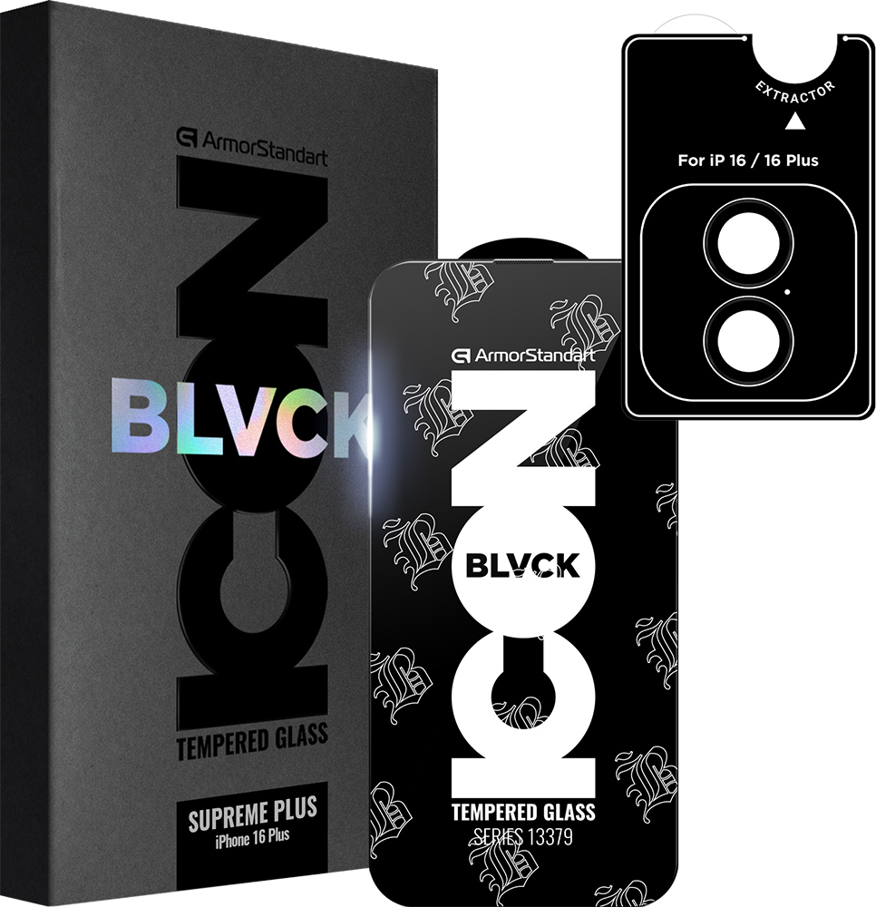 Защитное стекло ArmorStandart Supreme Plus Black Icon для Apple iPhone 16 Plus (ARM81396) фото 1
