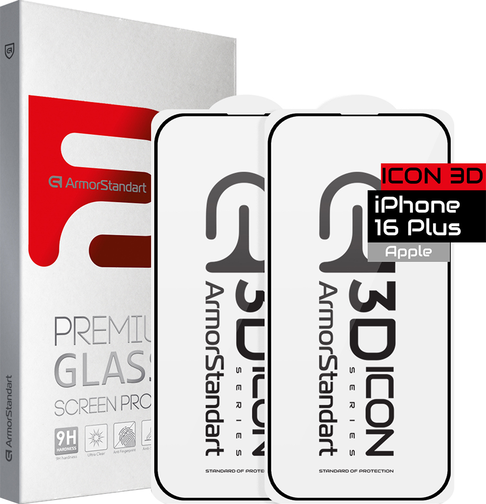 Набор защитных стекол ArmorStandart Icon 3D для Apple iPhone 16 Plus Black 2шт (ARM83512) фото 1