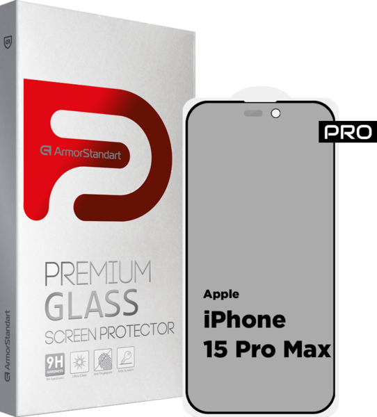 Защитное стекло ArmorStandart Pro Anti-spy Matte для Apple iPhone 15 Pro Max Black (ARM73172)