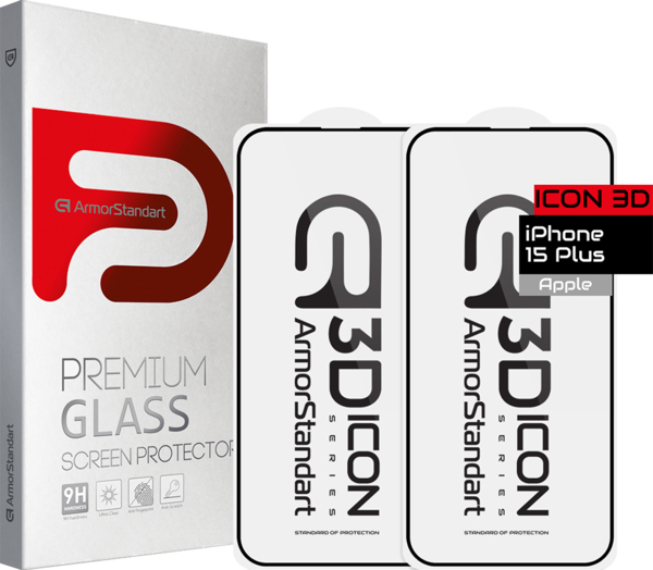 

Набор защитных стекол ArmorStandart Icon 3D для Apple iPhone 15 Plus Black 2шт (ARM74273)