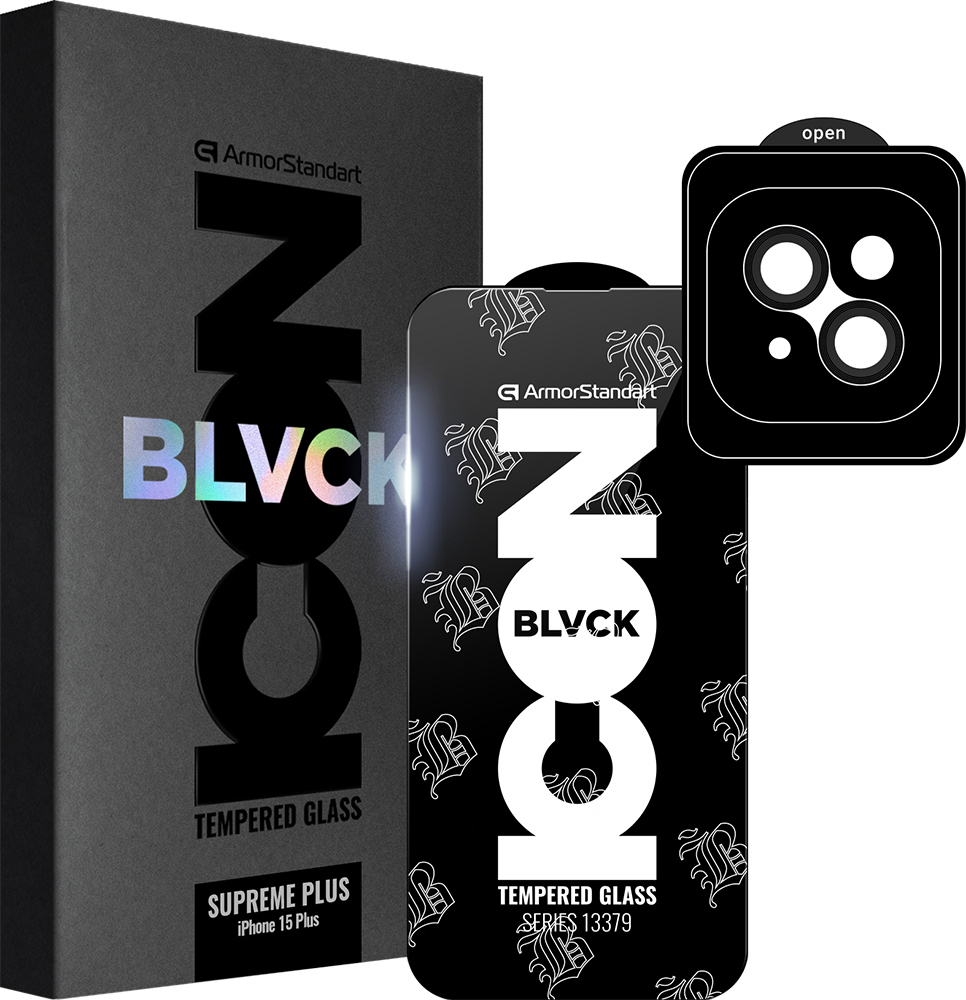 Защитное стекло ArmorStandart Supreme Plus Black Icon для Apple iPhone 15 Plus (ARM71138) фото 1