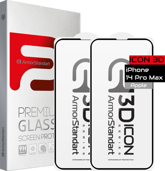 

Набор защитных стекол ArmorStandart Icon 3D для iPhone 14 Pro Max Black 2шт (ARM65335)