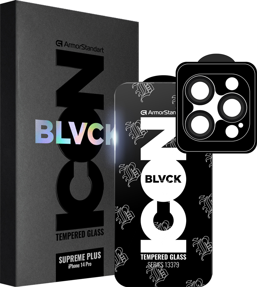 Захисне скло ArmorStandart Supreme Plus Black Icon для Apple iPhone 14 Pro (ARM68063)фото1