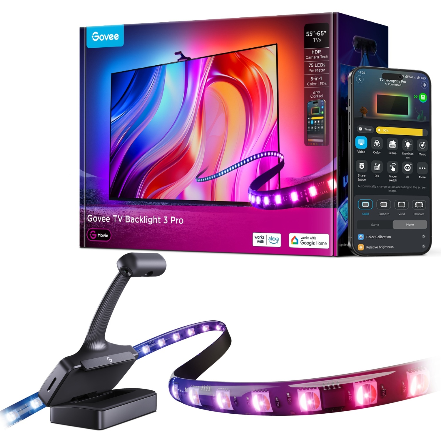 ≡ Набір адаптивного підсвічування Govee H66A0 TV Backlight 3 Pro