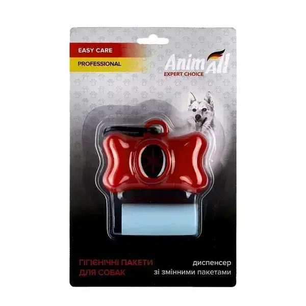 Диспенсер AnimAll MA6601 со сменными пакетами 1 рулон/15 штук красный фото 1