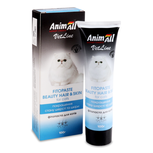 

Фитопаста для кошек AnimAll VetLine Beauty Hair&Skin для улучшения качества шерсти и кожи 100 г