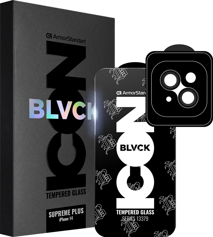 Защитное стекло ArmorStandart Supreme Plus Black Icon для Apple iPhone 14 (ARM68071) фото 1